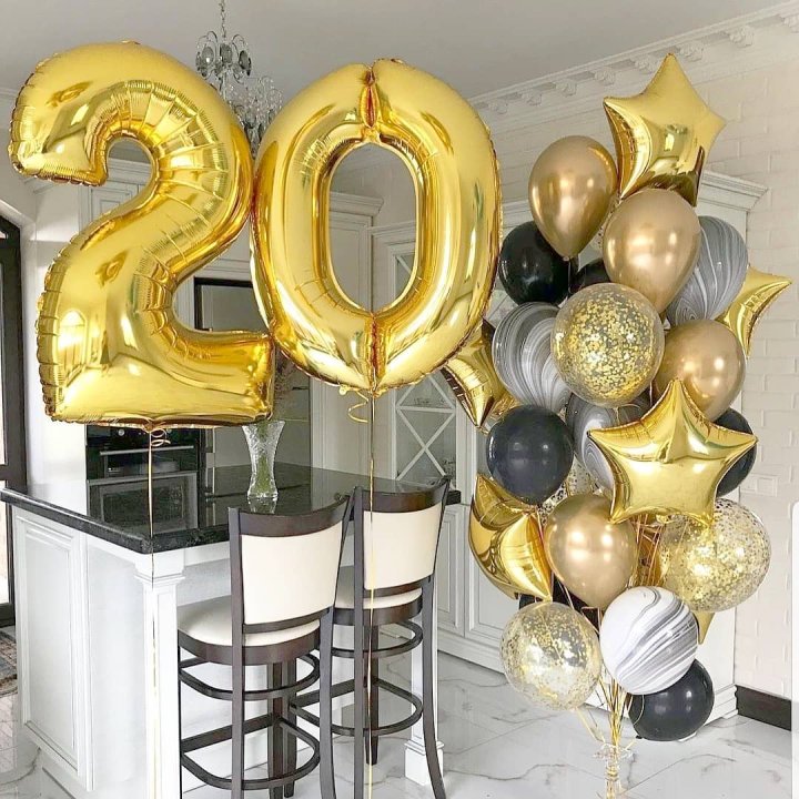 Фольгированный шар Золотая Цифра в Пскове