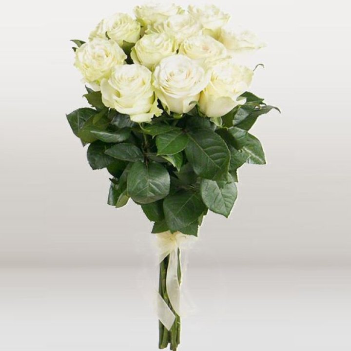 11 белых голландских роз в Пскове