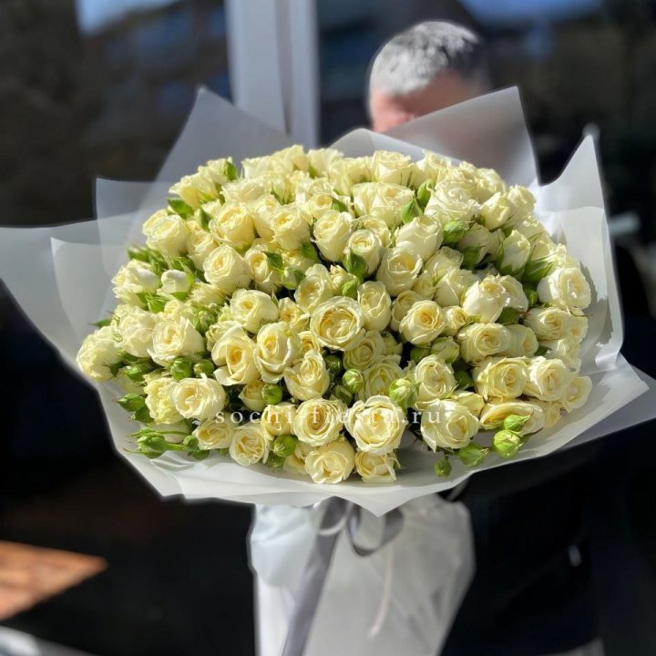 Белые кустовые розы 31 шт в Пскове