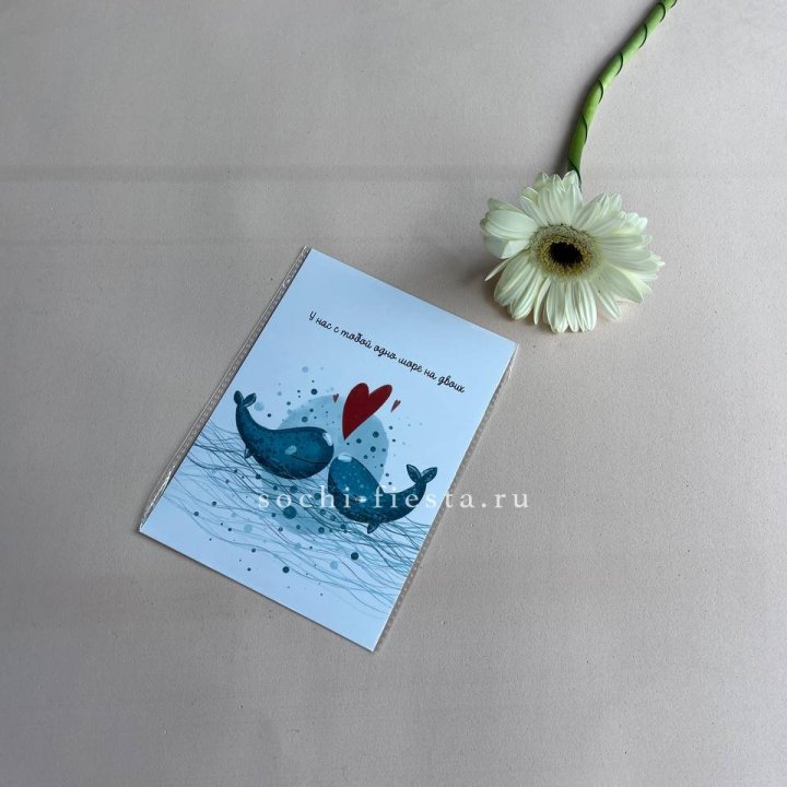 Открытка к букету "У нас с тобой одно море на двоих" в Пскове