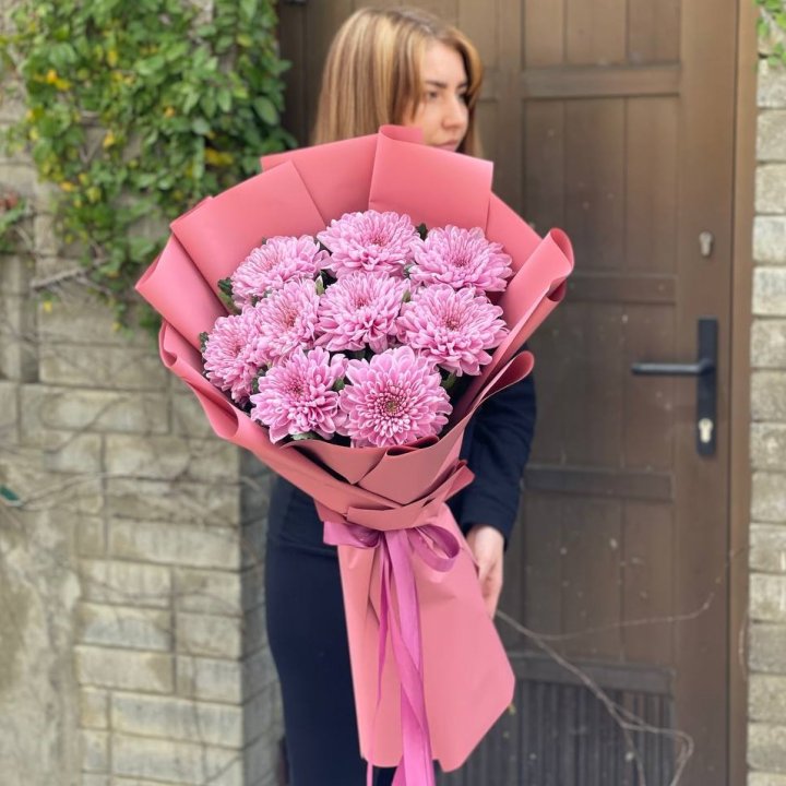 Букет хризантем розовый в Пскове