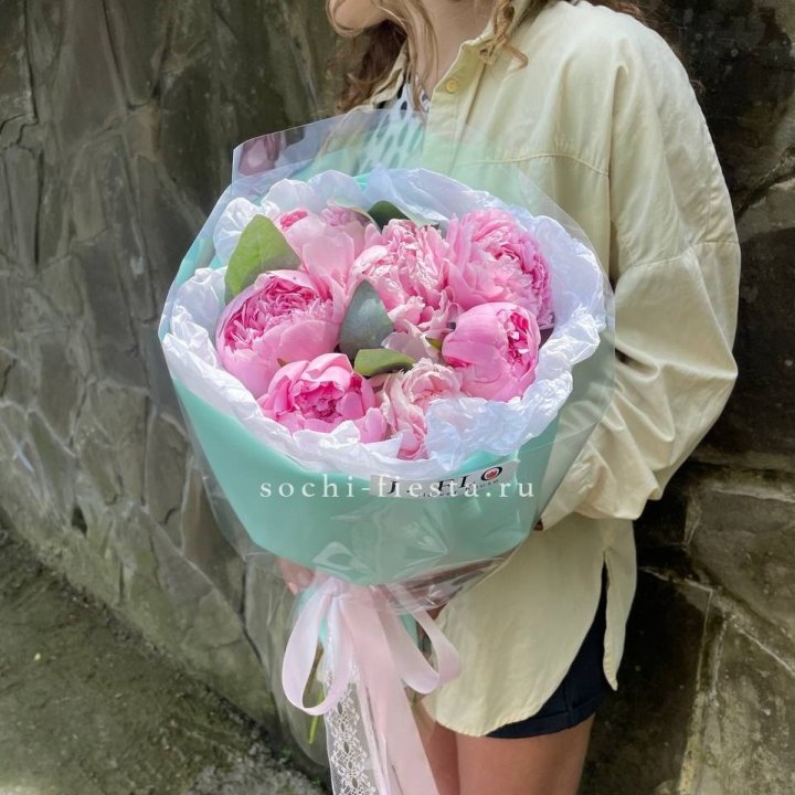 7 зефирных пионов в фоамиране в Пскове