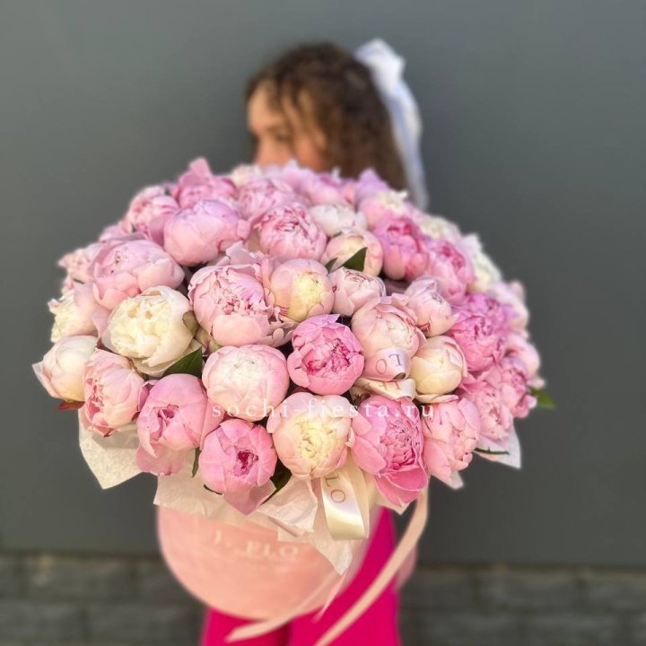 51 нежных пионов  в цилиндре в Пскове