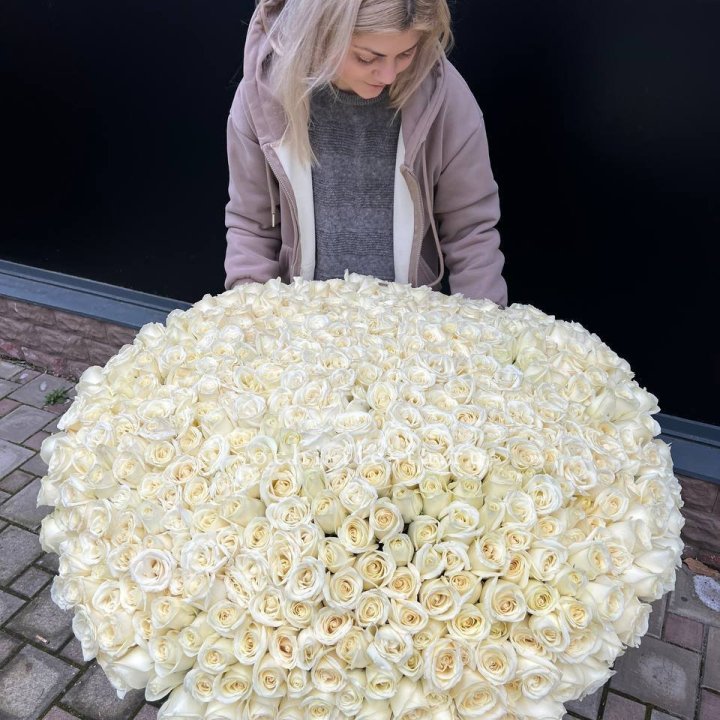 501 белая роза в корзине в Пскове