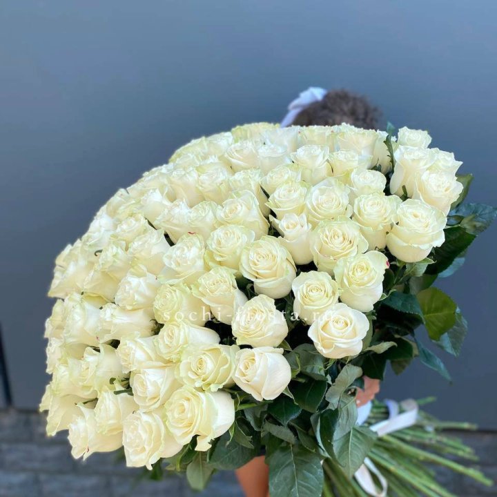 101 белая высокая роза в Пскове
